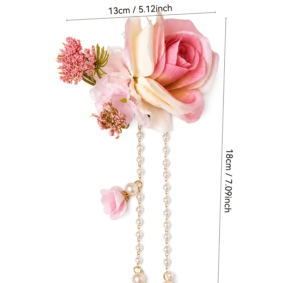 Elegant Ethereal Floral Tassel Hair Clip, Romantic Bun Accessory